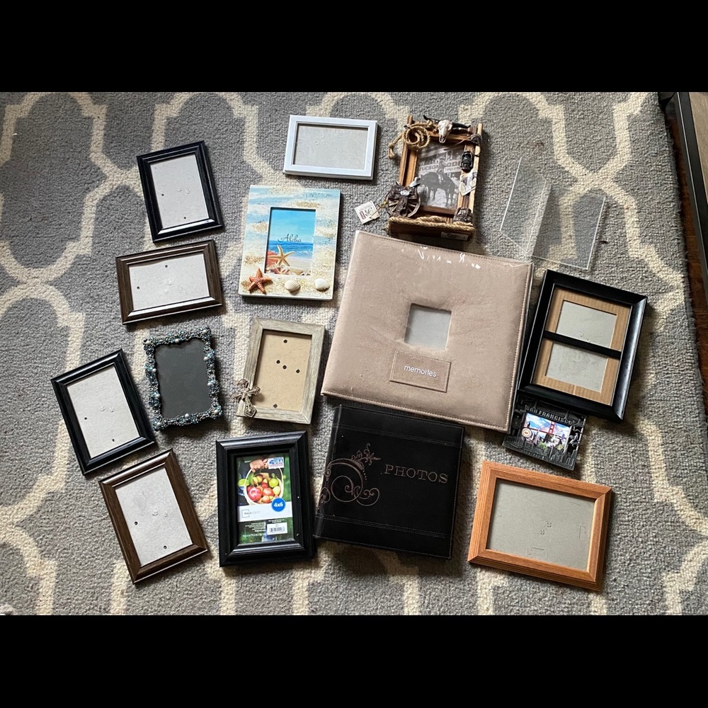 Picture frame, memory book, photo book lot